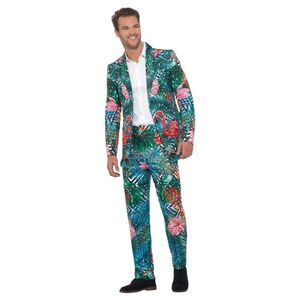 Smiffys Mens Hawaiian Tropical Flamingo Costume Suit / Multicolored